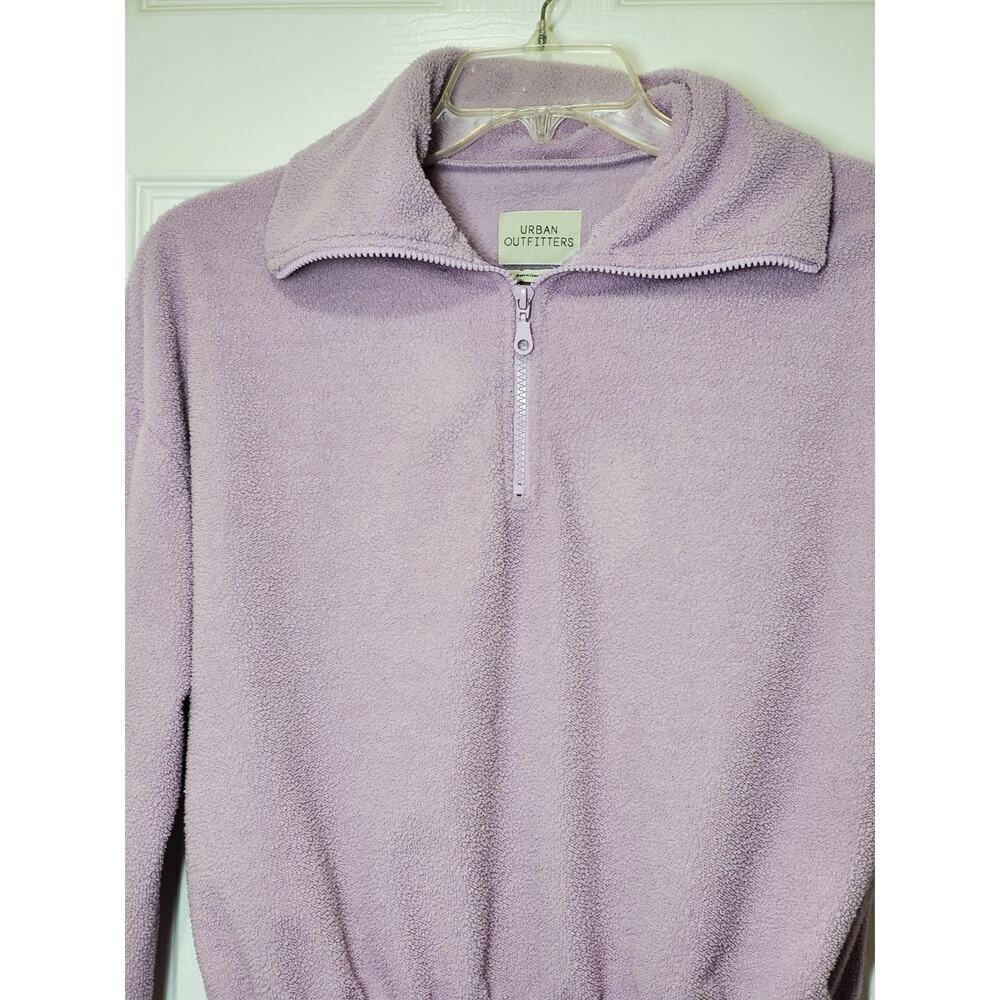 Urban Outfitters Lavender Plush Fleece 1/4 Zip Cropped Pullover Cinch Hem Sz S - Picture 11 of 12